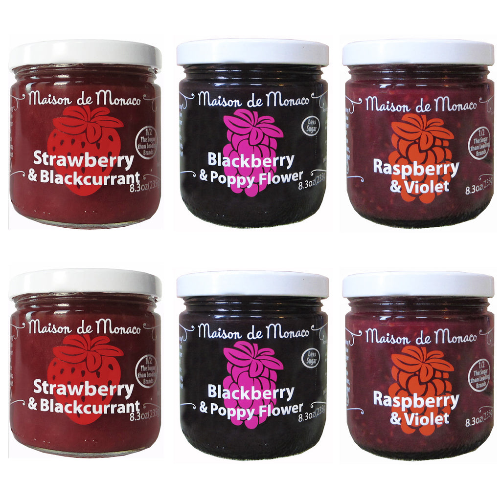 Six jars assortment. Red fruits